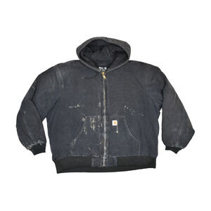 Carhartt J140-BLK Hooded Detroit Jacket Black W/ Faded Marks Size 2XL